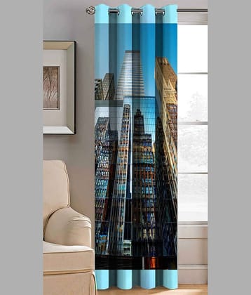 BELLA TRUE Abstract Printed Semi-Transparent Eyelet Curtain 7 ft ( Pack of 1 ) - Multicolor