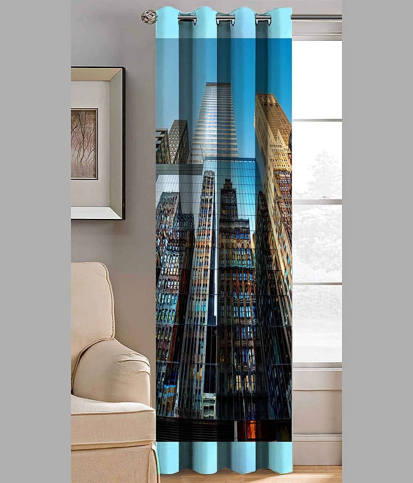 BELLA TRUE Abstract Printed Semi-Transparent Eyelet Curtain 7 ft ( Pack of 1 ) - Multicolor