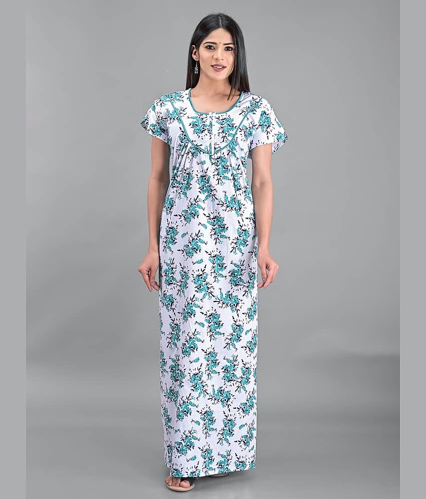 Apratim - White Cotton Women's Nightwear Nighty & Night Gowns ( Pack of 1 )