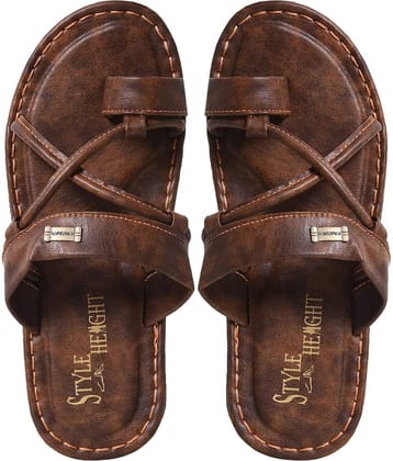 Style Height Beige Men's Leather Slipper