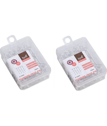 Jyoti Diamond Head Pins Transparent for Tailoring, Dressmaking, Crafting, Sewing, College Projects, Ornament, Patch Work, Florist, Hijab, & Scarf for Women # 22885 (50 Pins in a Box) - Pack of 2