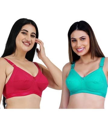 Ladyland Pack of 2 Cotton Non Padded Everyday Bra For Women ( Multicolor )