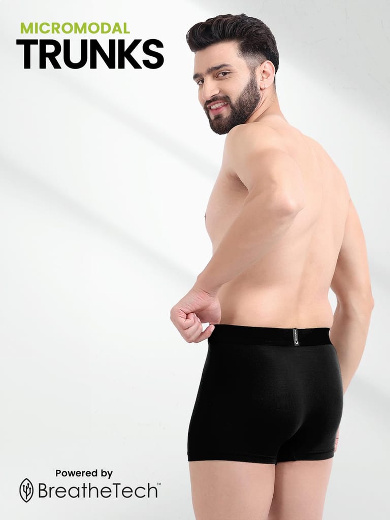 FREECULTR Men's Underwear Anti Bacterial Micromodal Airsoft Trunk - Non Itch No Chaffing Sweat Proof - Pack of 3-Sable Black,Port Wine,Avocado Green