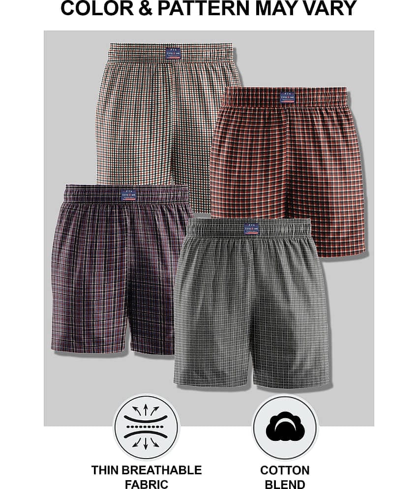 FTX Pack of 4 Cotton Blend Boxers For Men's ( Maroon )