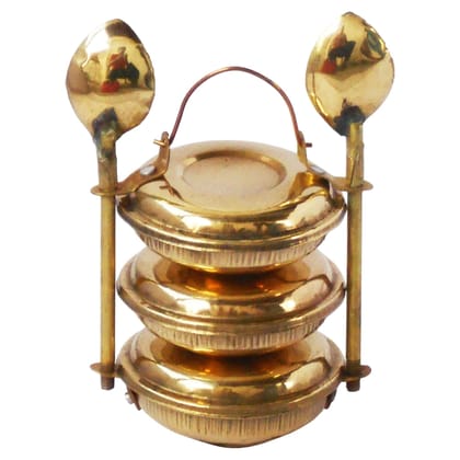 Brass Lunch Box Miniature Toy | Vintage Kitchen Collectible For Children, Height : 3.5 Inch (ZMAS335 C)