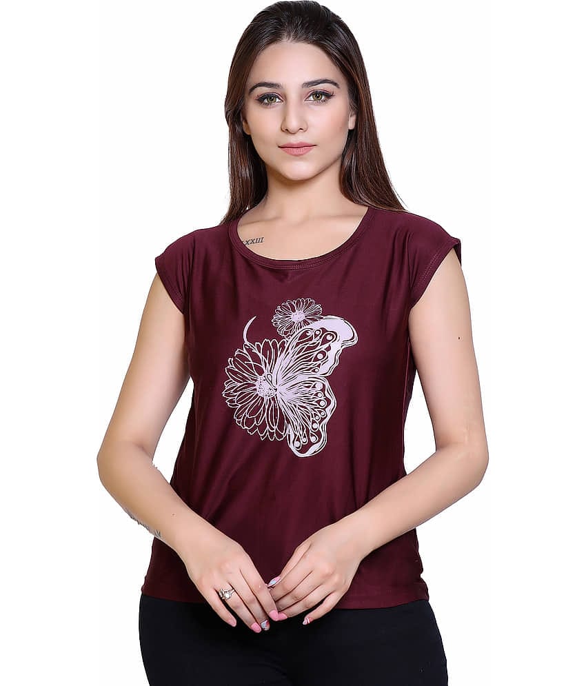 Ogarti Women Lycra Printed Regular Fit Round Neck T-Shirt ( White )
