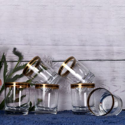 Table Joy Whisky Glasses Gold Black Rim - Set Of 6