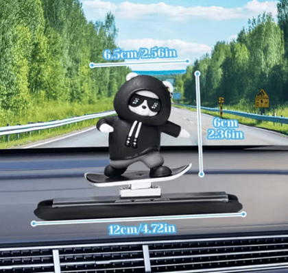 Wektu Cool Skateboard Panda Car Dashboard Ornament with Sunglasses