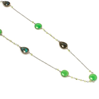 Labradorite & Green Zade Necklace | Hallmark 925 Silver-Free / Silver / 20 Inches