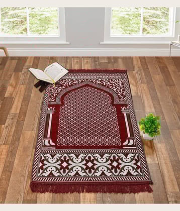 FURNISHING HUT Maroon Single Regular Cotton Prayer Mat ( 130 X 70 cm )