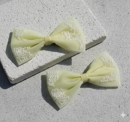 Artful Threads Handmade Net Hair Bow with Pearls | Stylish & Elegant Accessory for All Age Groups 1Pc