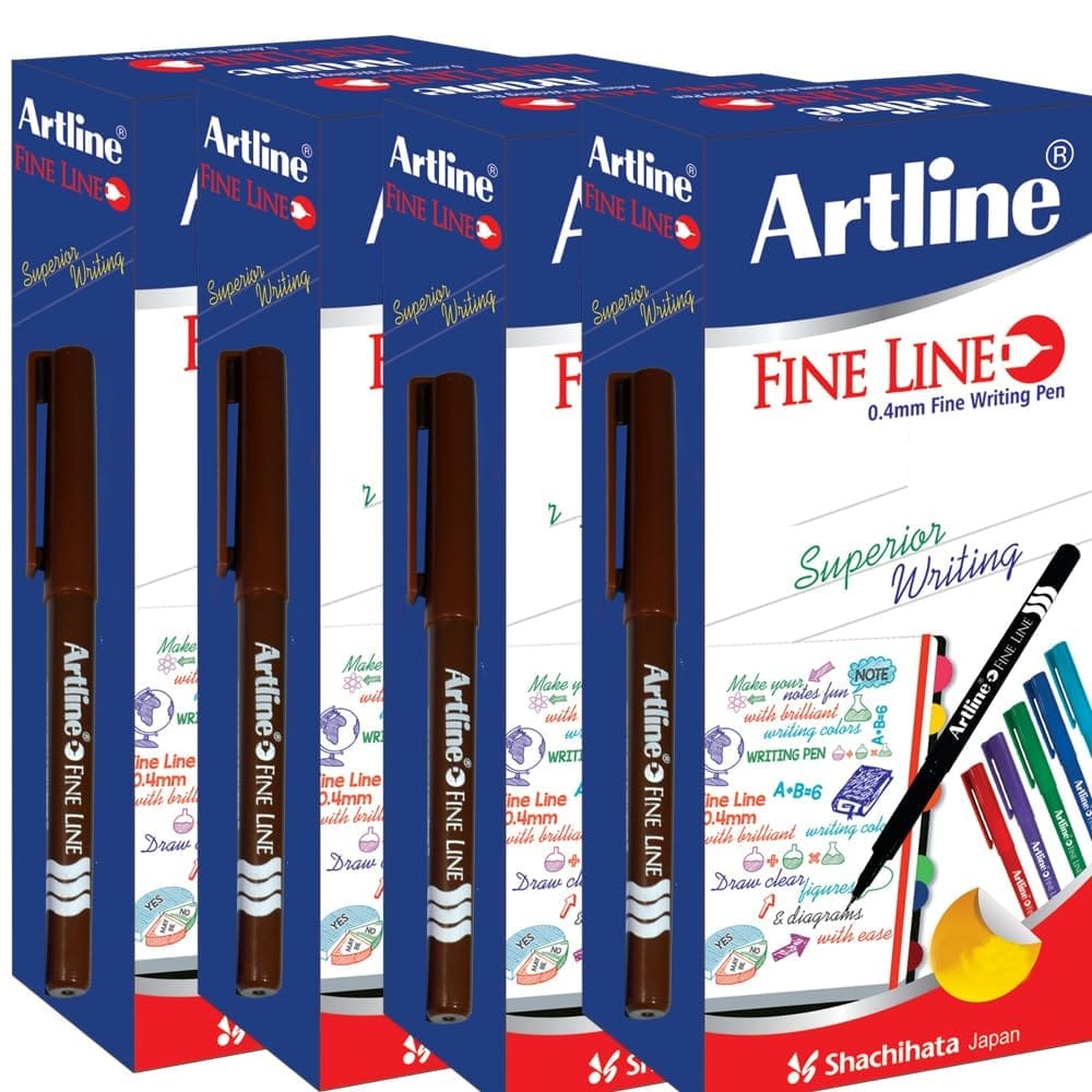 Artline Fine Line Pen Pack of 10 (BROWN COLOURS) of Box 4 | For Superior Writing by Artists, Designers, and Students