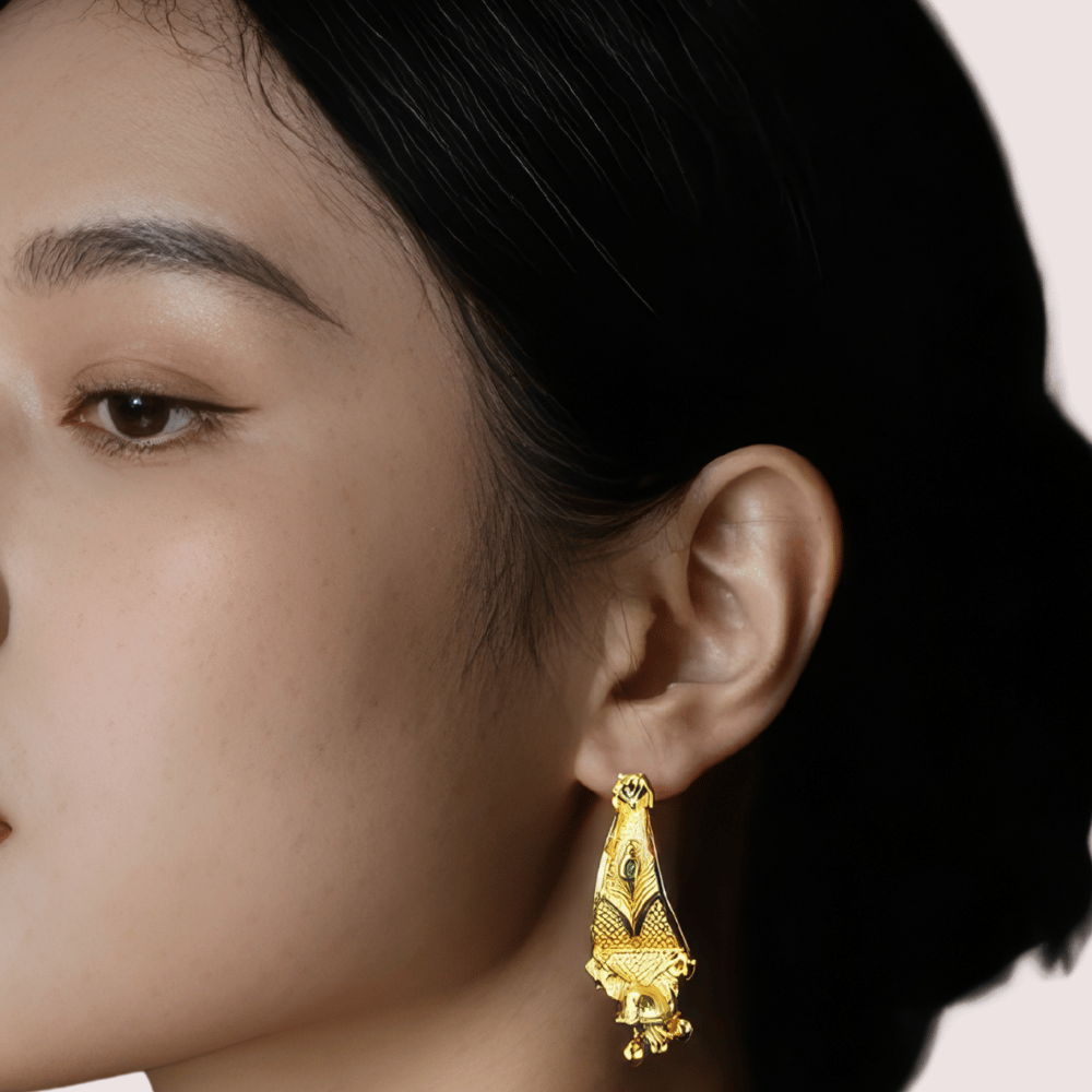 Elegant Gold-Toned Ethnic Drop Earrings - Earrings | Buy online on ZillyBuy
