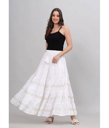 FABRR White Cotton Women's Flared Skirt ( Pack of 1 )