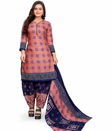 Rajnandini Unstitched Cotton Blend Printed Dress Material - Pink ( Pack of 1 )