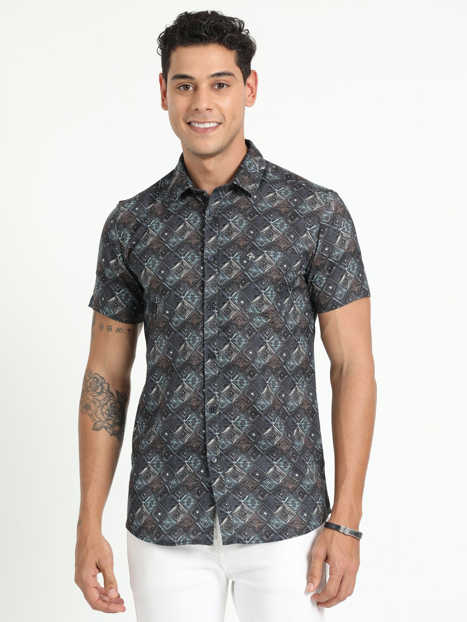 Cp Bro Men's Printed Multi Cotton Half Sleeve Woven Shirt | SBO2-94 A-HS-PRT-BSL