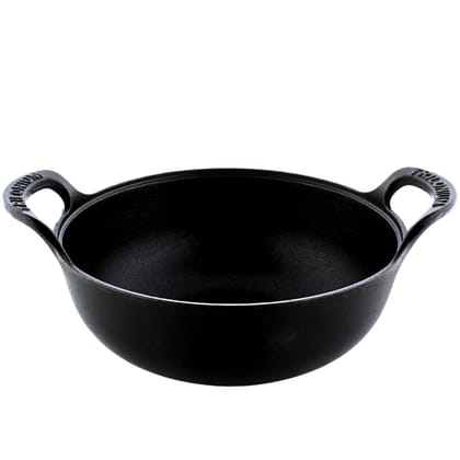 TRILONIUM Triple Seasoned Cast Iron CrockWok Kadhai 30 cms, 3.7 kgs