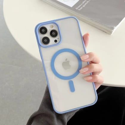 iPhone Series Magsafe Magnetic Wireless Charging Transparent Hard Case With Camera Bumper-iPhone 13 Pro / Sierra Blue