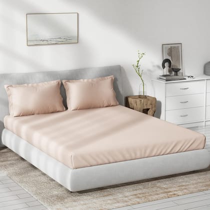 DDECOR - Spectrum Collection 100% Cotton Plain & Texture Pattern 180TC Super King |274 CM X 274 CM| with 2 Pillow Covers - Pink