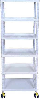 6 Shelves Storage Clothes Storage Rack Quick Wardrobe/Cabinet/Multipurpose Storage Rack, Foldable, Collapsible Fabric Wardrobe Organizer with Wheels White (6-Layer)