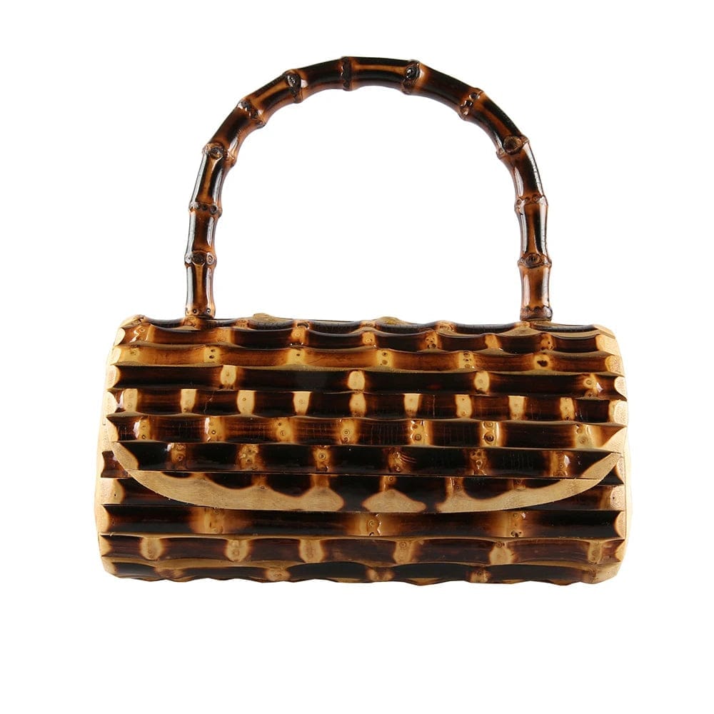 Nilerun Luxury Brand Unique Vintage Retro Black Handmade Wood Rattan Straw Women's Evening Bag Bamboo Rhizome Root Handbag Purse