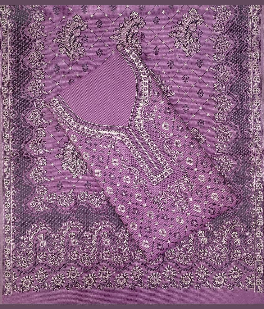 KANI Unstitched Woollen Embellished Dress Material - Purple ( Pack of 1 )