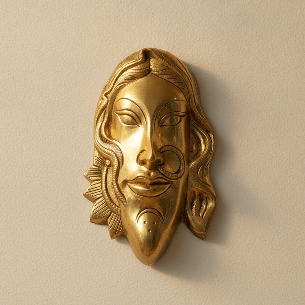 Brass Ladies Face Wall Hanging Plate | Female Face Wall Art | Decorative Brass Wall Hanging, Height : 8 Inch (BSMAS1954 I)