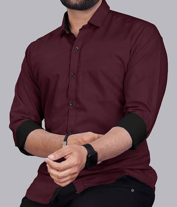 Eyebogler Cotton Blend Regular Fit Solids Full Sleeves Men's Casual Shirt - Red ( Pack of 1 )