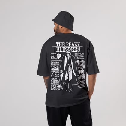 Peaky Blinders: Thomas Shelby Oversized T-Shirt-S / Black / 240 GSM (100% Cotton)