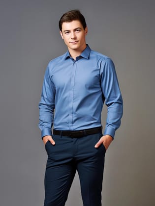 Blue Formal Concealed Stretch Shirt-CORNFLOWERBLUE / S