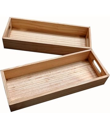 SWH - Brown Wooden Dinner Set ( Pack of 2 )