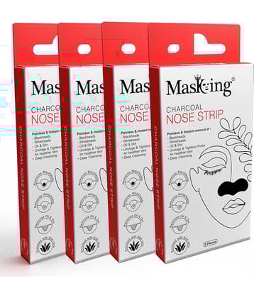 Masking Charcoal Nose Strip - Blackhead  Removal Nose Strip (20 Strips) Cleanser 100 mL Pack of 4
