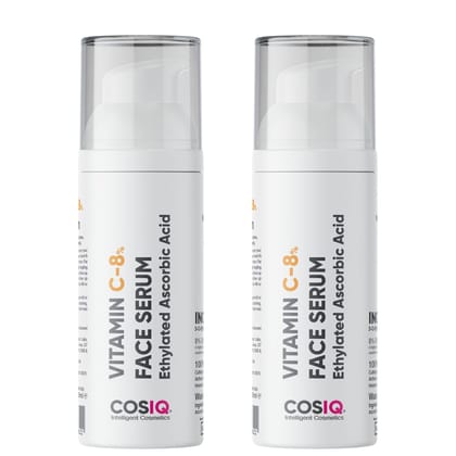 Cos-IQ 8% Vitamin C Face Serum for Glowing Skin, 60ml | Highly Stable & Non Irritating Formula For Dull Skin | Beginner Friendly Serum for All Skin Types | Men & Women | 60 Days Pack Cos-IQ 8% Vitamin C Face Serum for Glowing Skin, 60ml | Highly Stable &