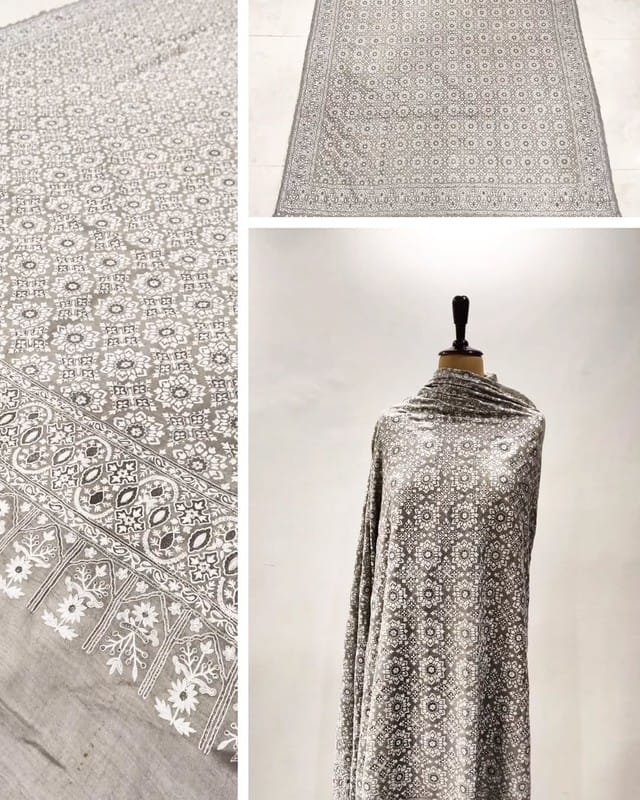 White Embroidered Pashmina Shawl – Handcrafted Elegance in Pure Wool | Graceful Heritage Wrap by Heritage Design Inc