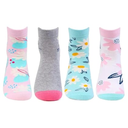 Women's Floral Designs Cotton Fashion Socks - Pack Of 4
