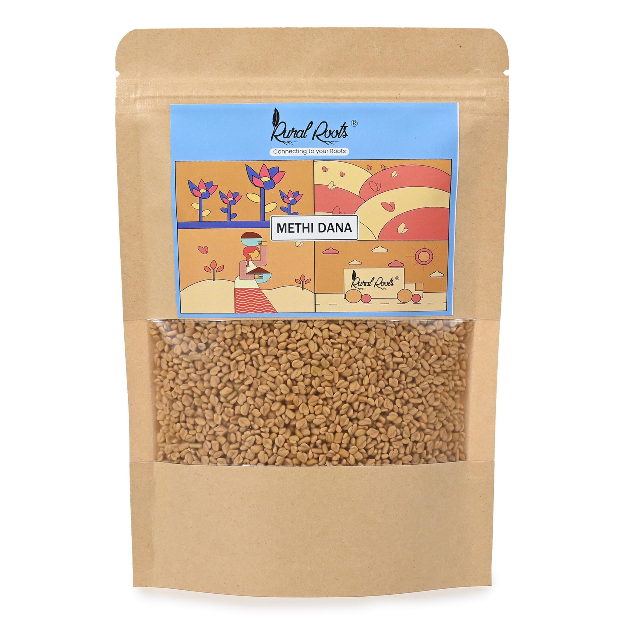 Rural Roots Methi Dana - 200 Grams | Whole Fenugreek Seeds | Preservative Free | 100% Organic Fenugreek Seeds | Natural Sabut Methi Dana | Ideal for Cooking & Health Benefits