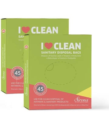 Sirona Sanitary Disposable Bags - 45 Bags (Pack of 2) for Discreet Disposal of Tampons, Sanitary Pads and Personal Hygiene Waste