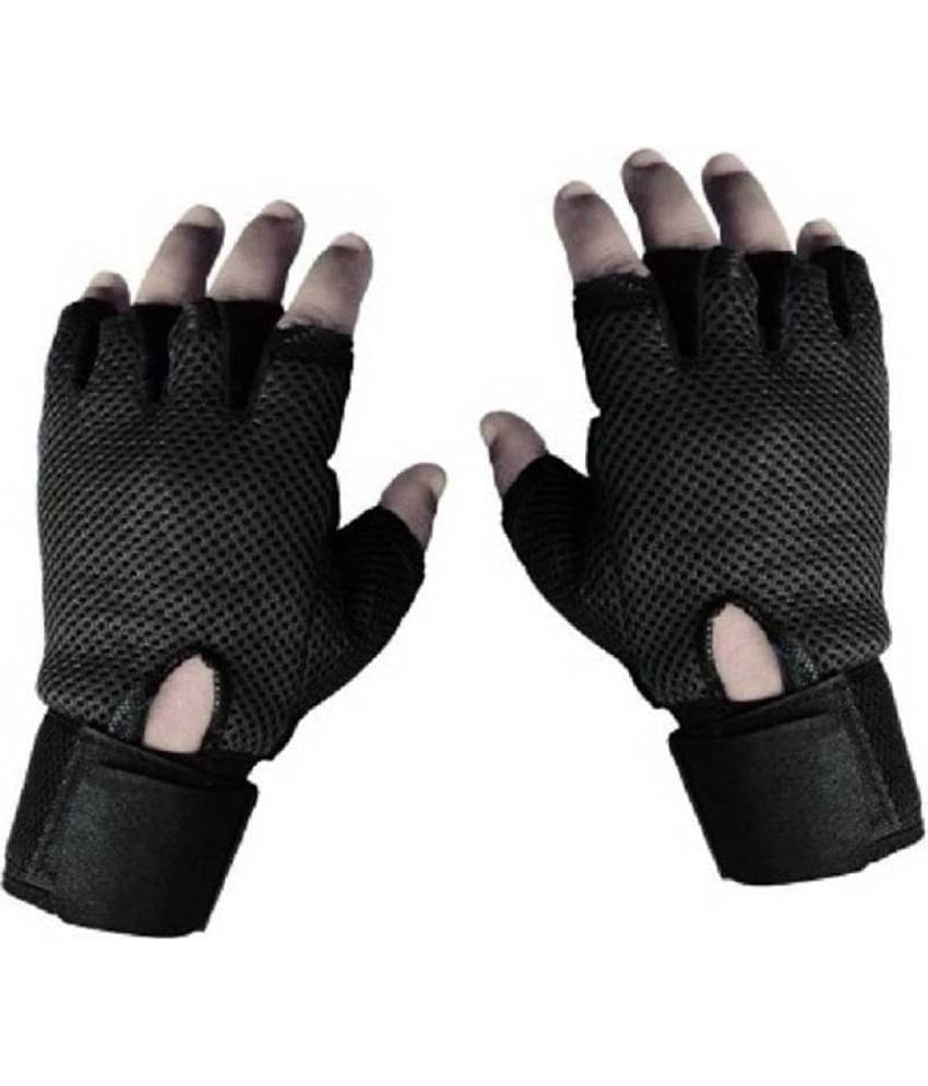 Tahiro Black Leather Gym Weight Lifting Gloves - Pack Of 1