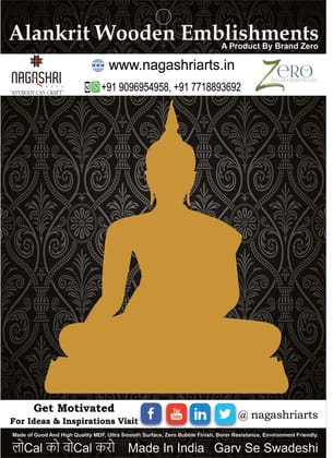 Brand Zero MDF Emblishment Meditation Buddha Design 3 - Select Your Preference Of Size & Thickness