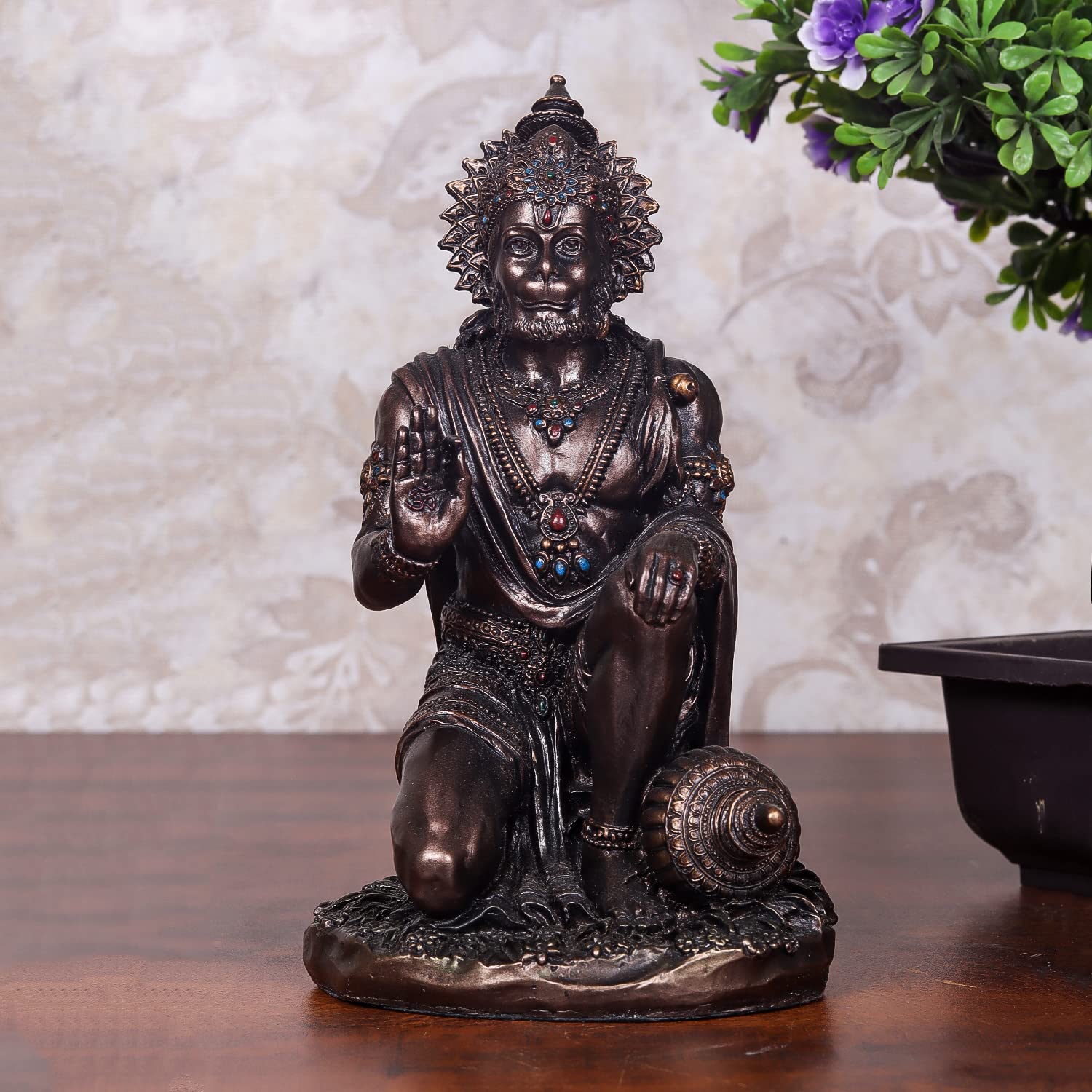Craftlayout Resin Lord Hanuman Idol with Bronze Finish 7 Inch