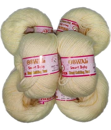 Smart Baby Wool Hand Knitting Soft Fingering Crochet Hook Colour White 6pcs (150gms) 25gm Each Ball Cream Shade no.1
