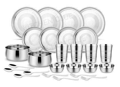Kitchen Clue High Grade Stainless Steel Dinner Set, 26-Pieces, 4 People, Silver-26 Pcs Dinner Set