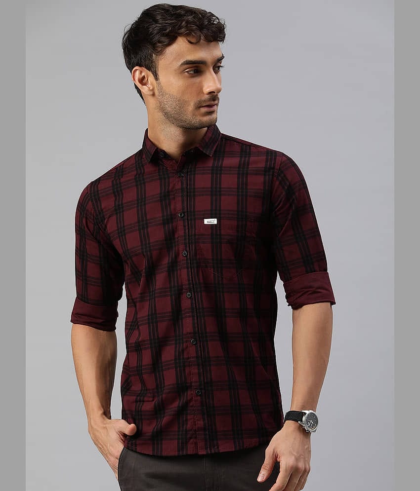 MAJESTIC MAN 100% Cotton Slim Fit Checks Full Sleeves Men's Casual Shirt - Magenta ( Pack of 1 )