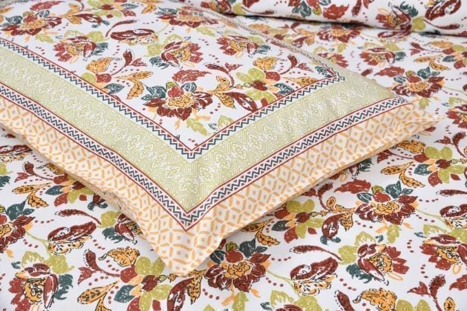 3001-Hometrade India-Standard King Size (90*108 Inches) Double Bedsheet With 2 Pillow Cover-RJ-14-Jaipur lining-3590