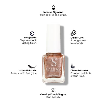 StarStruck by Sunny Leone - Copper Crush - Shimmer Nail Polish | Sparkling Finish & Smooth Application | Vegan & Cruelty-Free