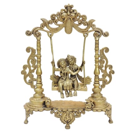 Brass Radha Krishna Idol � Divine Couple Brass God Decorative Murti, Height : 18.5 Inch (BSMAS1629 E)