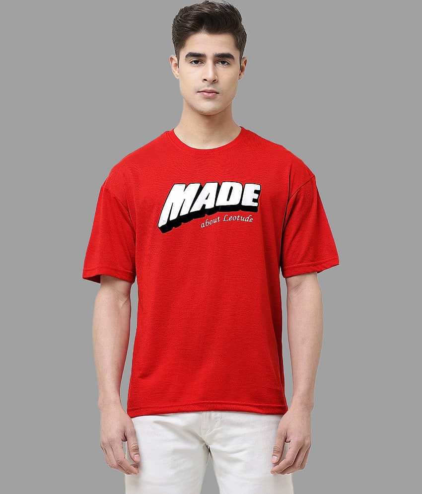 Leotude Pack of 1 Cotton Blend Oversized Fit Men's T-Shirt ( Red )