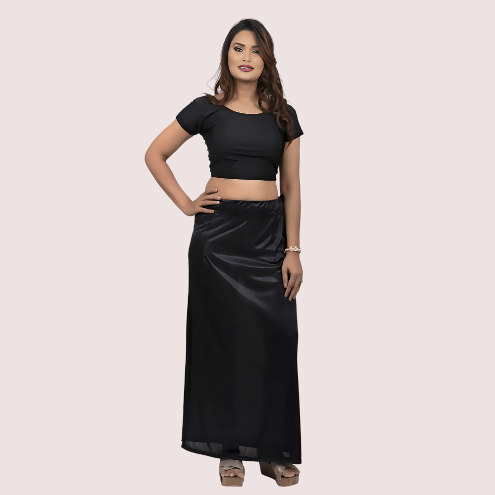 Indian Saree Satin Solid Fabric Petticoats Skirt For Her - Sarees | Buy online on ZillyBuy