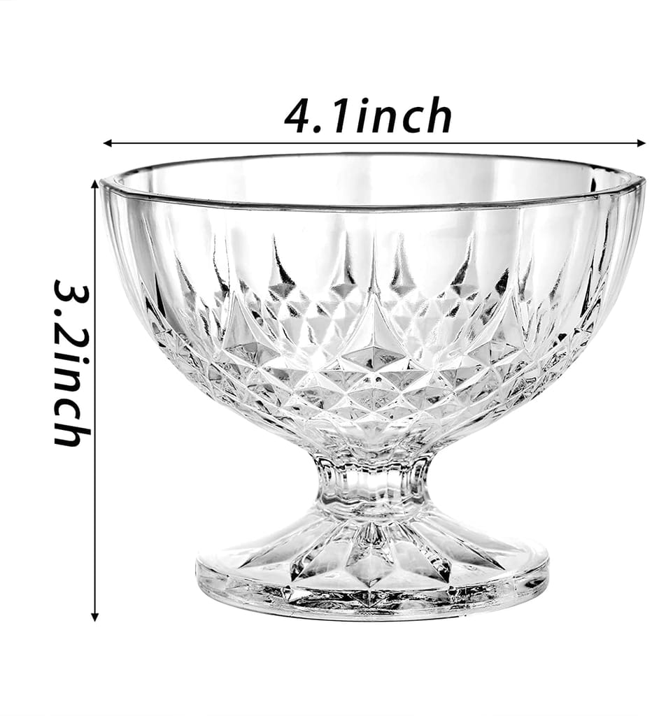 Ice Cream Bowls | Crystal Glass Cups | Sweets Serving Bowls use for Desserts, Milkshak, Fruit, Falooda, Coffee and Pudding Nuts | Pack of 6 |
