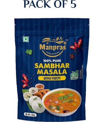 MANPRAS SAMBHAR MASALA 50GM [ PACK OF 5 ] Masala 250 gm